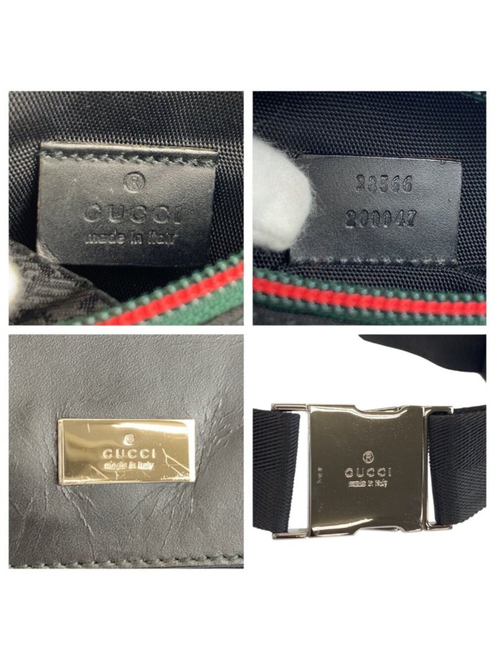 Gucci Sherry Line Black Nylon Leather Belt Bag - Picture 3 of 9